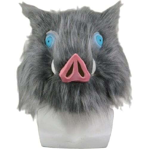 Unisex Anime Cartoon 3D Demon Slayer Hashibira Inosuke Pig Funny Halloween Masquerade Mask Facepiece Headgear Prop Gift