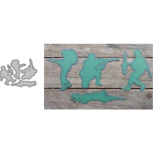 Metal Cutting Dies Soldier with a gun Stencil for DIY Scrapbooking Album Embossing Paper Cards Deco Crafts Die Cuts