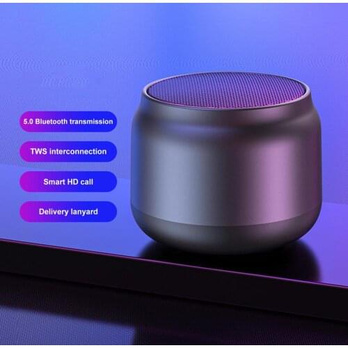 Mini Metal Bluetooth-competible Speaker Portable Stereo Sound MP3 Music Surround Wireless Speaker with Mic Hands Free for Phone