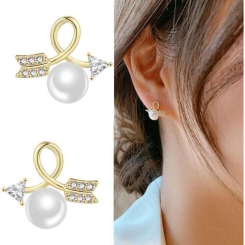 Sweet Girl Earrings Korean Fashion New Temperament Earrings Wild Super Fairy Personality Arrow Pearl Small Fresh Earrings Gotico