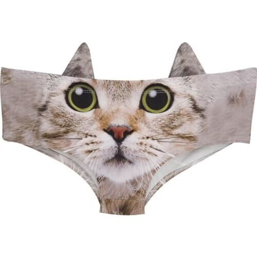 Cute 3D Animals Print Panties for Women Seamless Cartoon Cats Printed Panties Underwear Briefs Ladies Sexy Lingerie Girl Briefs