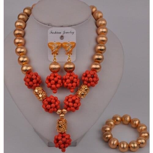 Fashion Dubai Gold African Jewelry Set Nigeria Wedding Jewelry Necklace Set African Bride Wedding Dress Accessories Jewelry Set