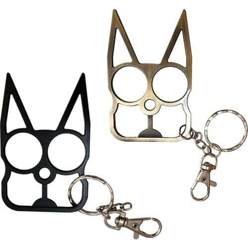 Cartoon Cat Face Shape Finger Tiger Opener Screwdriver Key Chain Multifunctional Keyring Purse Handbag Ornament Cat Ear Shape