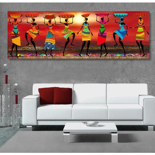 MUTU African Women Dancing Print Colored Poster Canvas Painting Tribal Wall Art Wall Pictures for Living Room Decoration Unframe