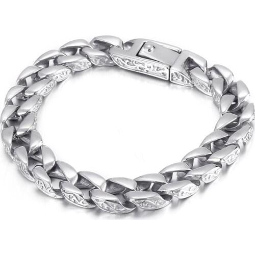 HAOLYNJOY Mens Punk Totem Cuban Chain Steel Link Classic Bracelet 210mm Jewelry Gifts