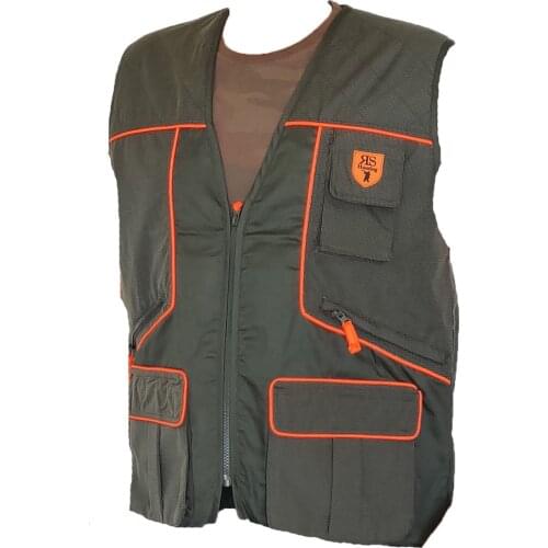 Mens vest sleeveless green hunting zipper cacciatora technical wear