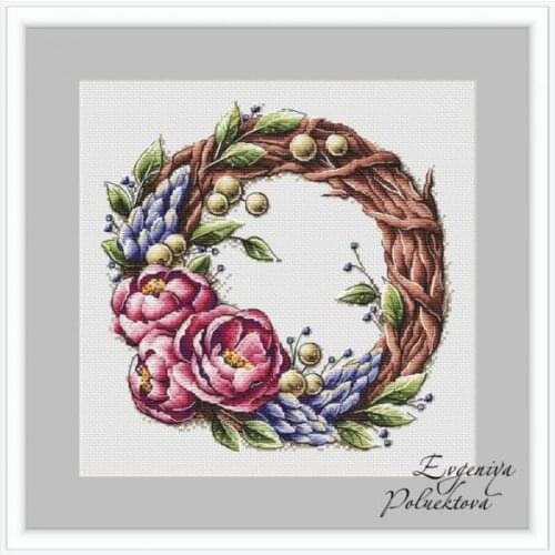 Peony Wreath and Fruit 33-33 Cross Stitch Set Cross-stitch Kit Embroidery Needlework Craft Packages Cotton Fabric Floss