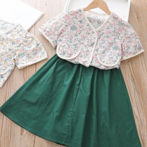 Toddler Girl Outfits 2021 Summer Girls Skirt Suit Flower Embroidery Top Baby Girl Outfit Wholesale Clothing Boutique Kids Set