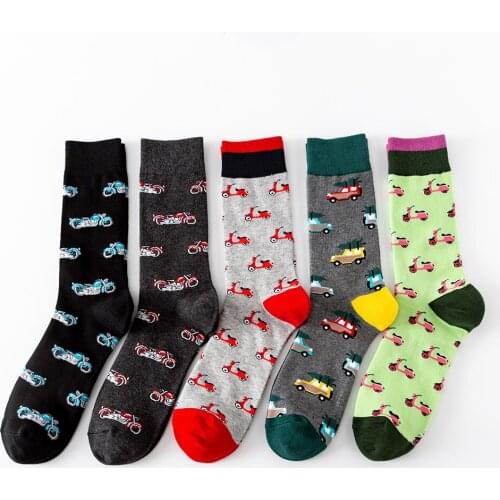 Women Men Motorcycle Color Trend High Tube Socks Cotton Personality Comfortable Funny Sock Gifts