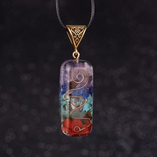 Charm Healing Natural Stone Chakra Pendant Necklace For Men Jewelry Retro Energy Chips Amulet Yoga Women Gifts