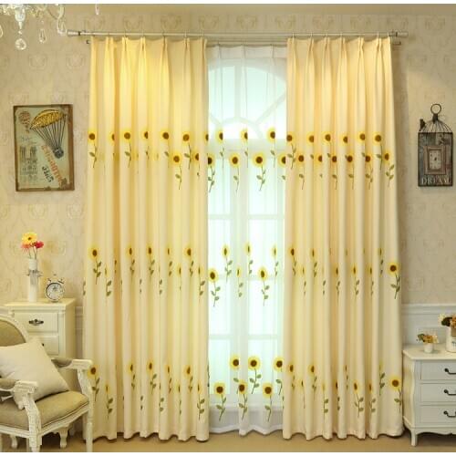 Pastoral Korean-style White Clouds and Blue Childrens Room Shade Curtains for Living Dining Room Bedroom