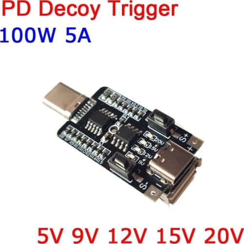 100W 5A Type-C to USB PD Decoy Trigger Board dc 5V 9V 12V 15V 20V Output PD 2.0 3.0 Trigger Adapter Cable PD2.0 PD3.0 Detector