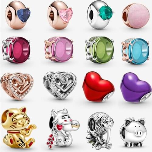2021 Valentines Day 925 Sterling Silver Colorful Beads Collection Charms Fit Original Pandora Bracelet Women DIY Jewelry Gift