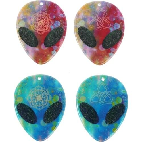 12 Pcs/Lot Alien Organta Halloween Charms Flatback Acrylic Skull Jewlery Findings For Earring Necklace Diy Making 30*38MM