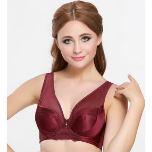 Sexy Plus Size Glossy Bras Big Breast Gauze Full Cup Push Up Vest Bras 75 36 85 40 95 100 B C D Free Shipping