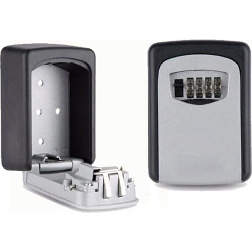 Durable Safe Box Wall Mounted 4 Password Keys Combination Lock Metal Alloy Storage Store Key Storage Organizer Boxes