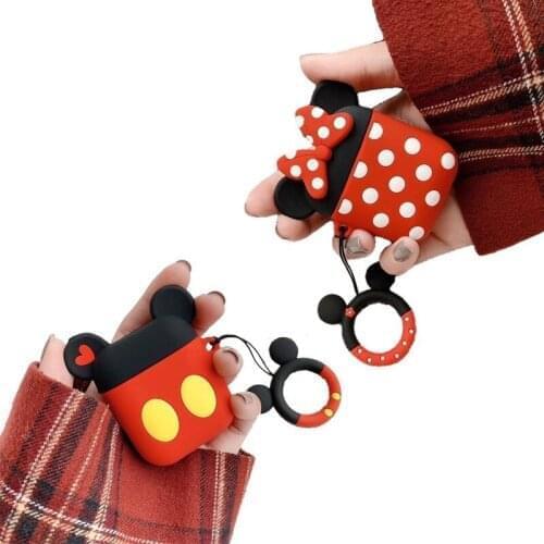 Disney Mickey Minnie cute Earphone sleeve Silicone Cover Case For apple Airpods For Air Pods Earphone Accessories skin