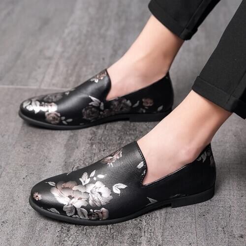 New street trendsetter Men flower print shoes Male Dress Wedding prom party groom Homecoming Shoe zapatillas hombre footware