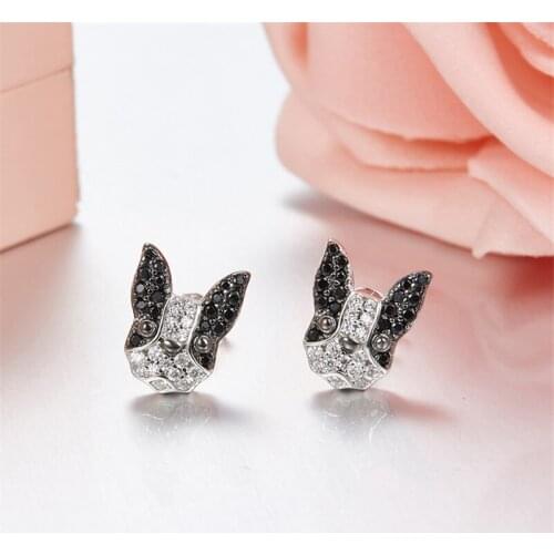 Adorable Puppy Jewelry Collection Stud Earrings 925 sterling silver Cute Womens Crystal Earrings boucle d'oreille femme 2018