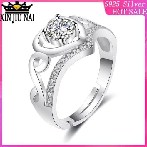 Crown retro love hearts inlaid simulation diamond ring womens opening adjustable K platinum ring