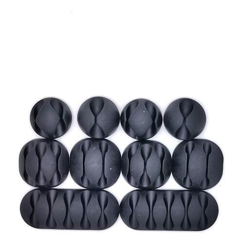 10Pcs/set Multipurpose Single Double Five holes Wire Cord Cable Ties USB Charger Holder Organizer With Adhesive Clips Desk