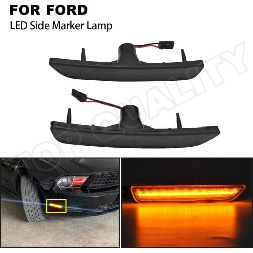 2PCS Smoked Lens Yellow LED Front Side Marker Lights Lamps For Ford Mustang 2010 2011 2012 2013 2014 Error Free SideMarker