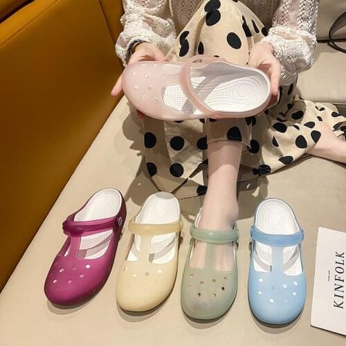 2021 Casual Beach Sandals Shoes Jelly Hole Rubber Clogs Garden Sandals Women Comforty Loafers Slippers Purple Sandalias De Mujer