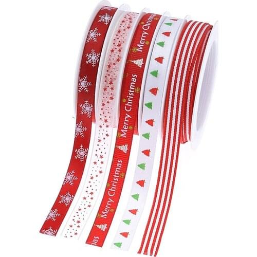 5 Roll Colorful And Gorgeous Christmas Ribbons Holiday Satin Ribbons Gift Wrapping DIY Craft For Festival Decor High Quality