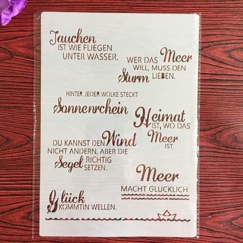 A4 English inspirational blessings wall stencil, scrapbook, embossing album, decorative, paper card template drawing stencils