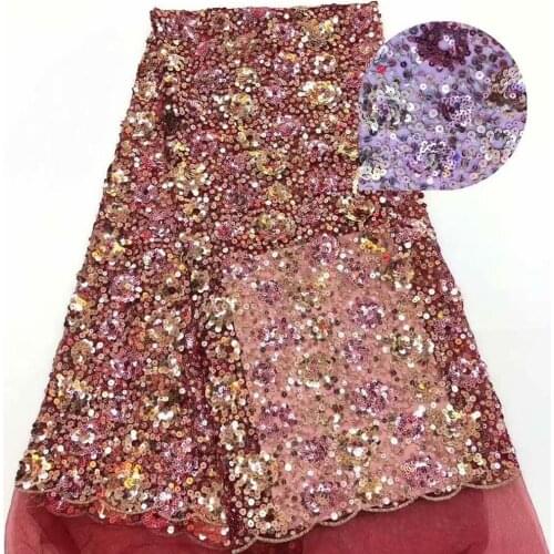 African sequins lace fabric 2019 high quality french tulle lace sequence organza Nigerian lace fabrics for wedding party dresses