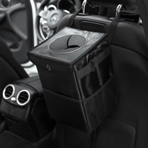 Car trash can, trash bag, auto parts, trash can, car storage bag, can be closed, portable, stylish, waterproof and durable