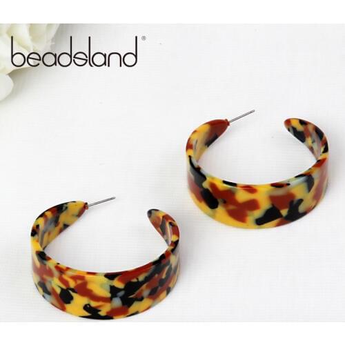 Beadsland Acetic Acrylic Hoop Earrings Hiphop Rock Fashion Wide Round Design Women Girls Dancing Party Christmas Gift 39150