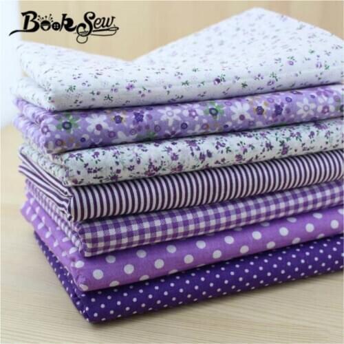Booksew 50cm*50cm 7 pieces Purple Cotton Fabric Fat Quarter Bundle telas patchwork Quilting Tilda Fabric Sets Sewing