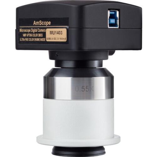 AmScope 14MP USB3.0 Digital Camera with 0.55X Adapter for Nikon Microscopes MU1403-NI05
