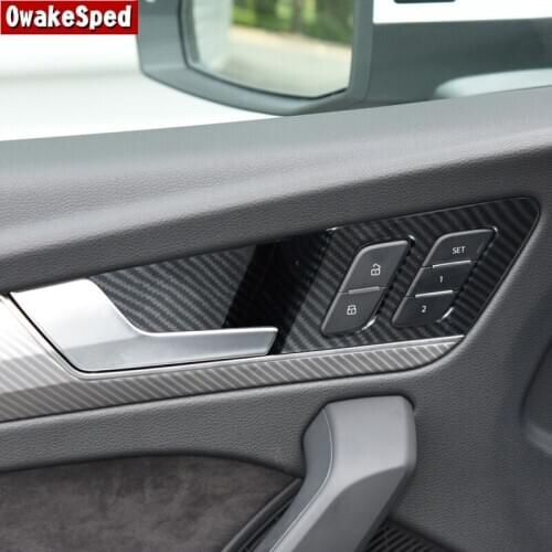 Carbon Fiber Color Inner Door Bowl Frame Decoration Cover Trim For Audi Q5 FY 2018-2020 LHD Car Styling Interior Accessories