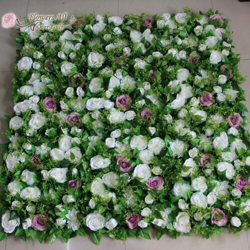 Flower all over gulf artificial flower wall for backdrop wedding decoration Austin rose green leaves grass 12 pcs / lot