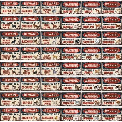 [ DecorMan ] Pet Waring Area Patrolled By Poodle Beware Protected A Dogs Vizsla Labrador Papillon Wall Painting Decor DG-001