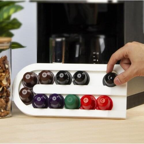 Nespresso Coffee Capsule Holder White Capsules-Adhesive Holder,Suitable to be Mounted Inside/Under the Cabinet or on the Wall