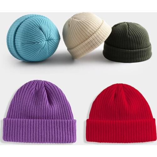 Kids Winter Hats Knitted Hat Boys Soft Solid Beanie Children Acrylic Flexible Unisex Casual Fashion Warm Clearance Melon Cap