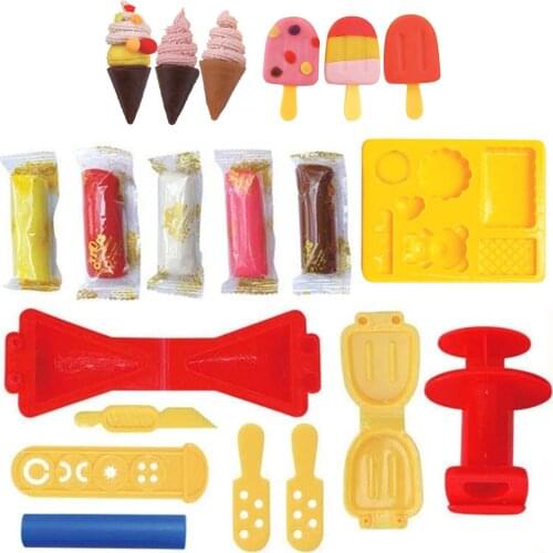 DIY Slime Plasticine Mold Dough Clay Play Kit Set Ice Cream Maker Modeling Clay Tool Toy Children Kid Education Kitchen Toy Gift