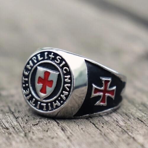 Mens Stainless Steel Ring Templar Cross Freemasonry Ring Party Motorcycle Rider Jewelry
