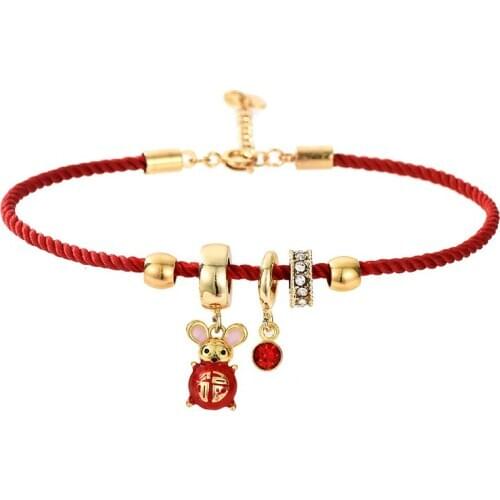 Women use braided string with beautiful beads, wear adjustable crystal bracelets, the heart of fashion lucky heart