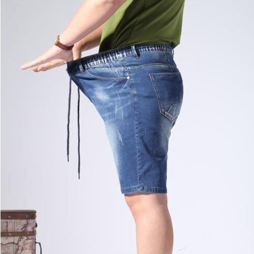 Extra large size mens denim shorts oversized mens elastic waist knee length summer loose shorts men plus size 9XL 8XL 7XL 6XL