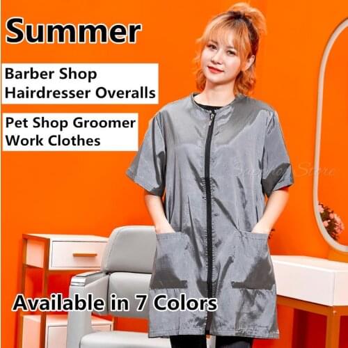 Summer Pet Shop Uniform Apron Waterproof and Breathable Work Clothes Anti-dust Beautician Apron Dog Cat Grooming G0623