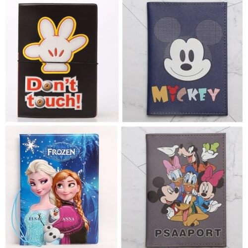 Disney Fashion PU Passport Cover Frozen 2 Elsa Mickey Winnie Cartoon Print Girls Boys ID Card Holder Travel Ticket Passport Case