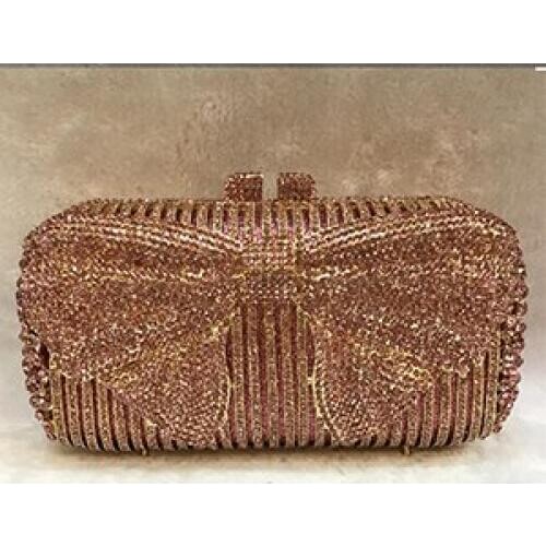 Hot Fashion Bow tie pink evening bag for Student graduation party day clutches gold clutch purse for wedding/prom/cocktail bags