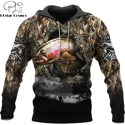Love Trout Fishing 3D All Over Printed Men Hoodie Autumn and winter Unisex Sweatshirt Zip Pullover Casual Streetwear KJ452