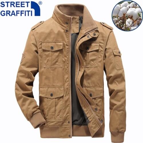 2021 Men Winter Casual Warm Thick Fleece Bomber Jacket Mens Military Cotton Jackets Men New Autumn Cargo Jacket Windbreaker Coat