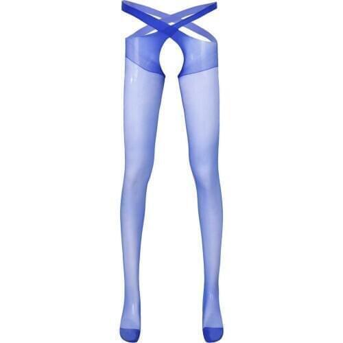 Male Mens Socks See-through Transparent Underwear Thin Pantyhose Hollow Out Crotch Stretchy Cross Tights Lingerie Stockings