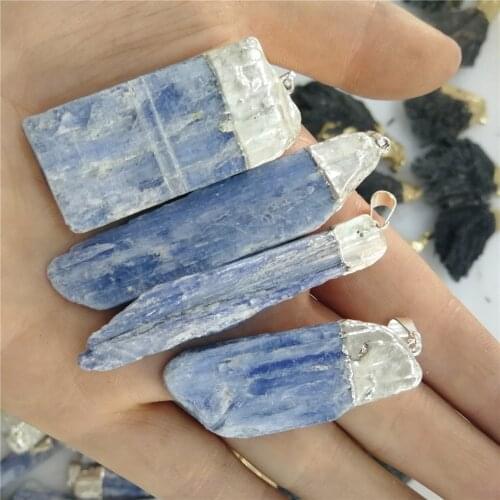 Wholesale natural stone black tourmaline repair ore Chakra pendant diy jewelry blue quartz making necklace 1pc reiki energy